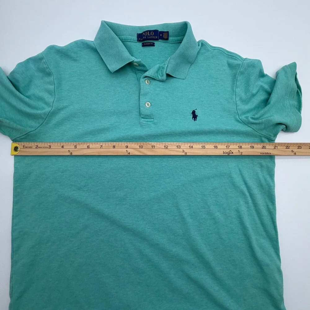 Polo Ralph Lauren Mens Classic Fit Cotton‎ Polo Shirt Medium Green Heathered